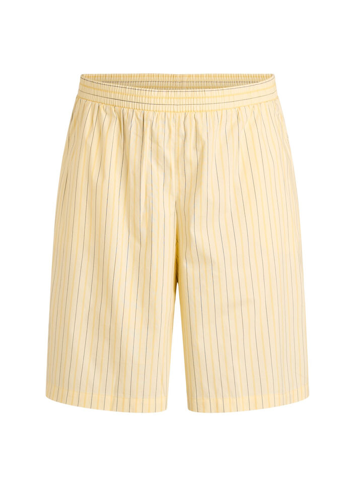 Gestreifte hoch taillierte Shorts mit lockerer Passform, Gelb, Packshot