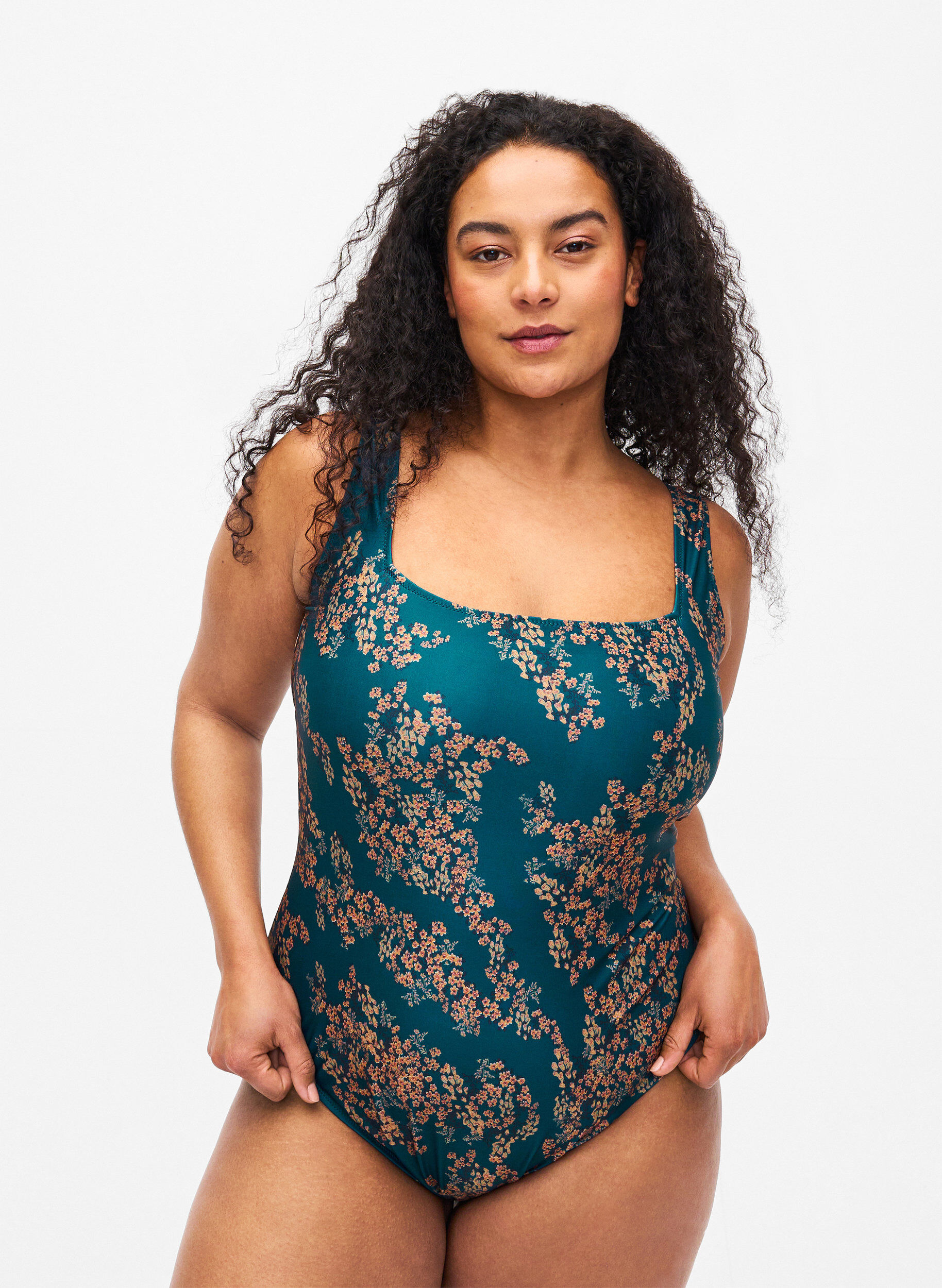 Zizzi Maillot de bain &agrave; imprim&eacute; floral, Zebra Flower, Model image number 0