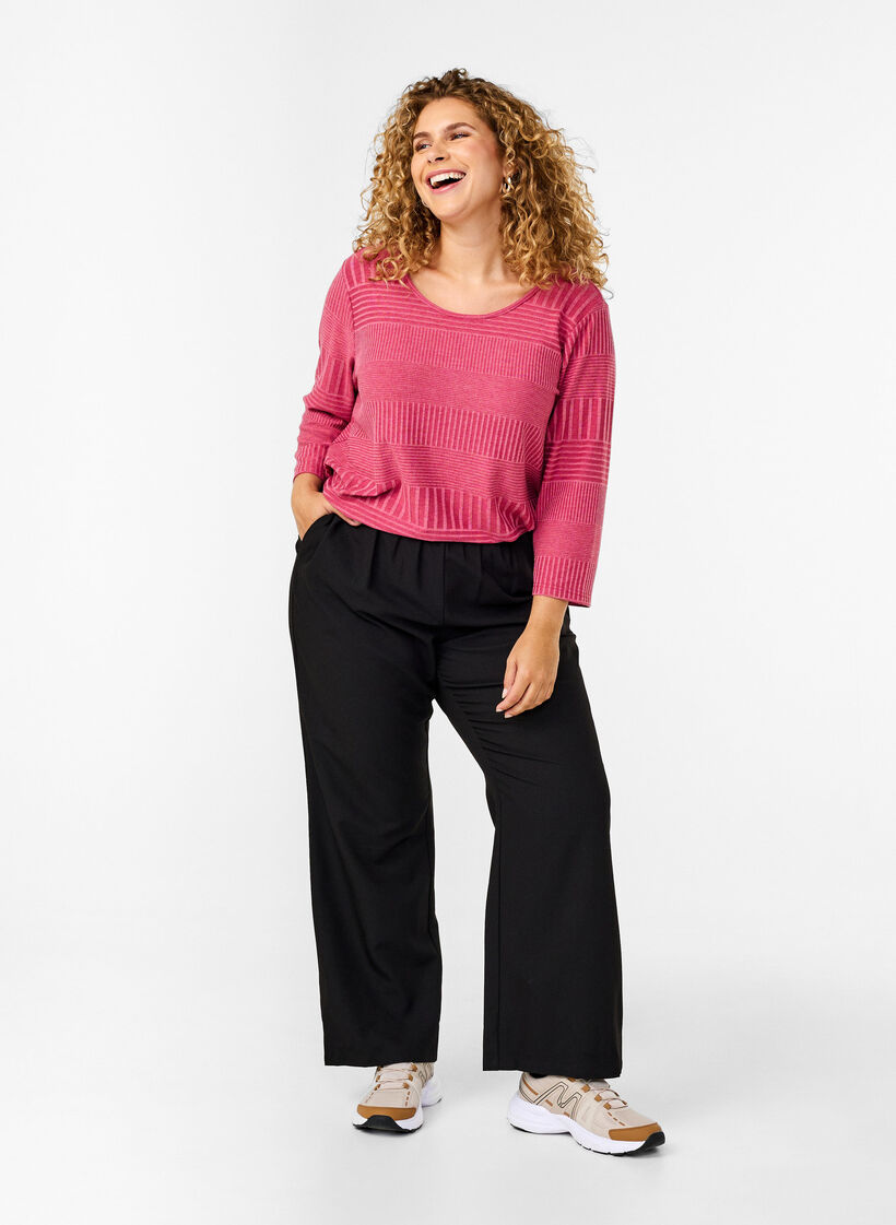 Blouse avec manches 3/4 et motif rayé, Malaga Mel., Model image number 2