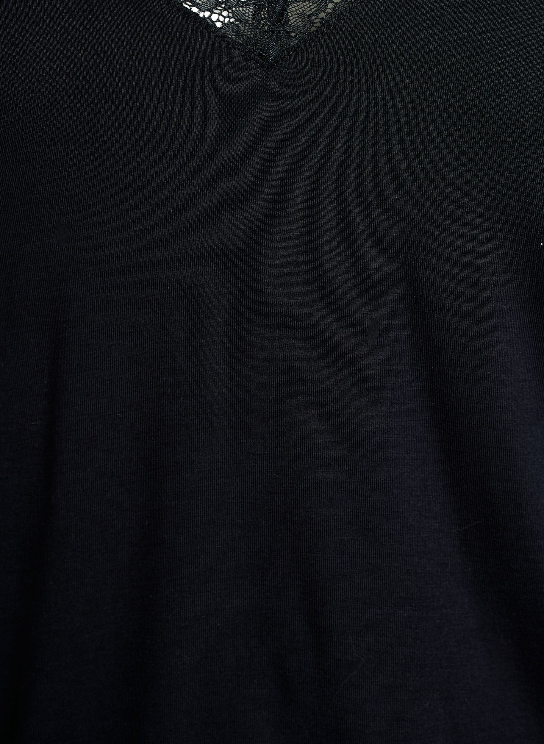 ZizziBluse aus Viskose mit Spitzen und V-Ausschnitt, Schwarz, Packshot image number 2