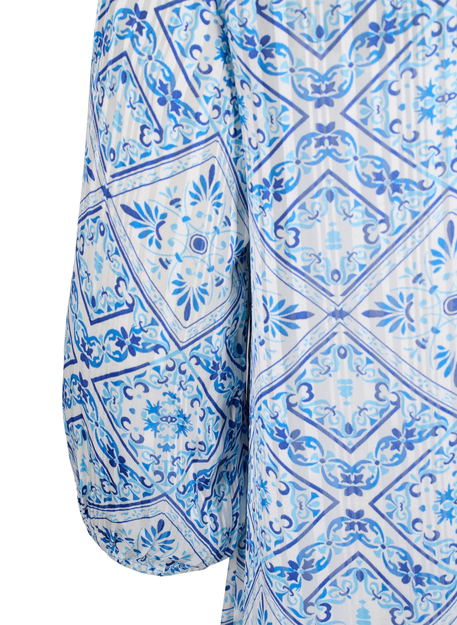 Zizzi Robe imprim&eacute;e avec col en V et manches 3/4, Birch Graphic AOP, Packshot image number 3