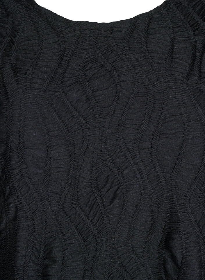 Bluse mit Struktur und 3/4-&Auml;rmeln, Schwarz, Packshot image number 2