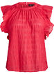 &Auml;rmellose Bluse mit Struktur und R&uuml;schen, Rot, Packshot image number 0