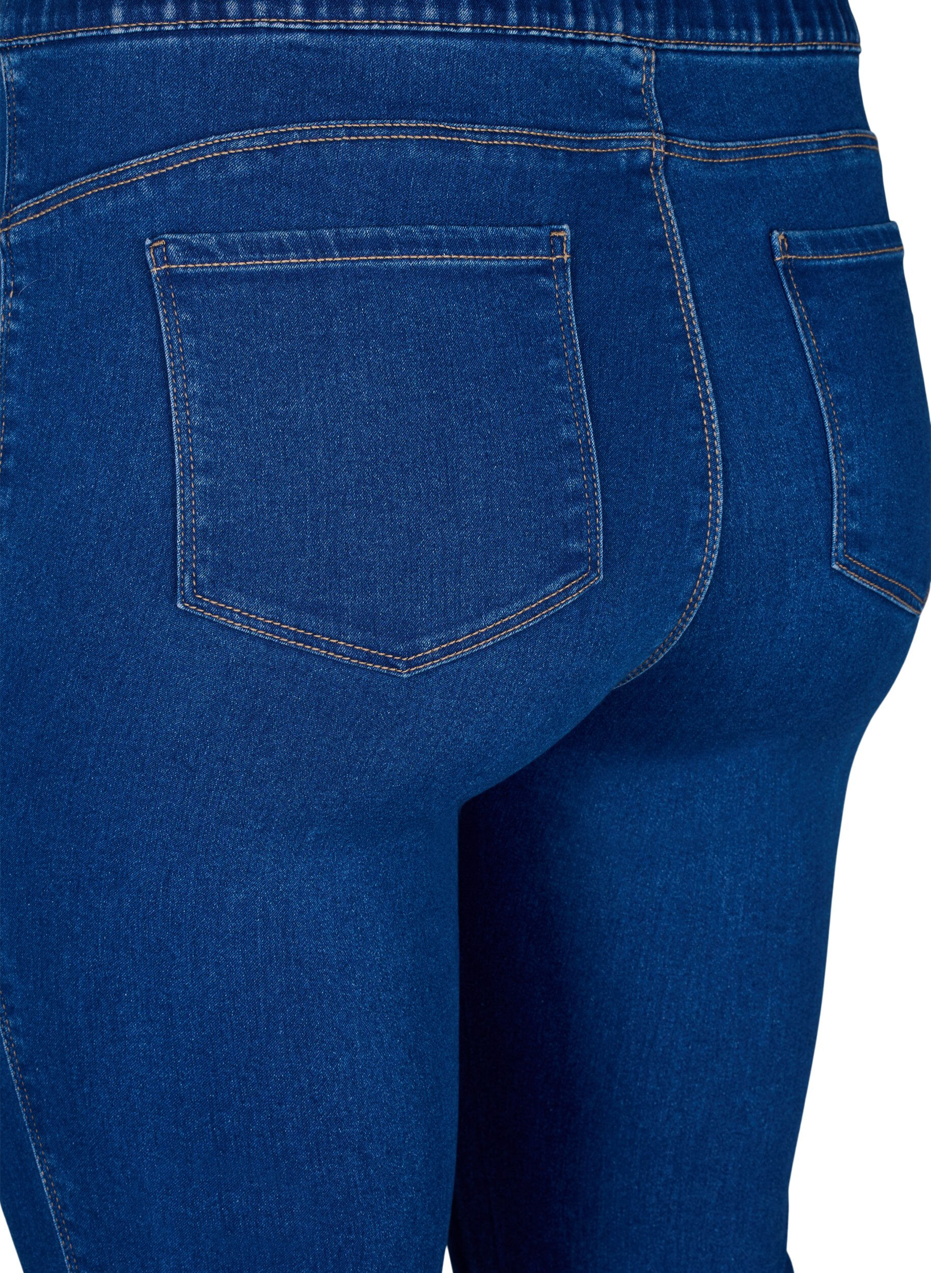 Zizzi  Denim-Caprihosen mit elastischem Bund, Blau, Packshot image number 3