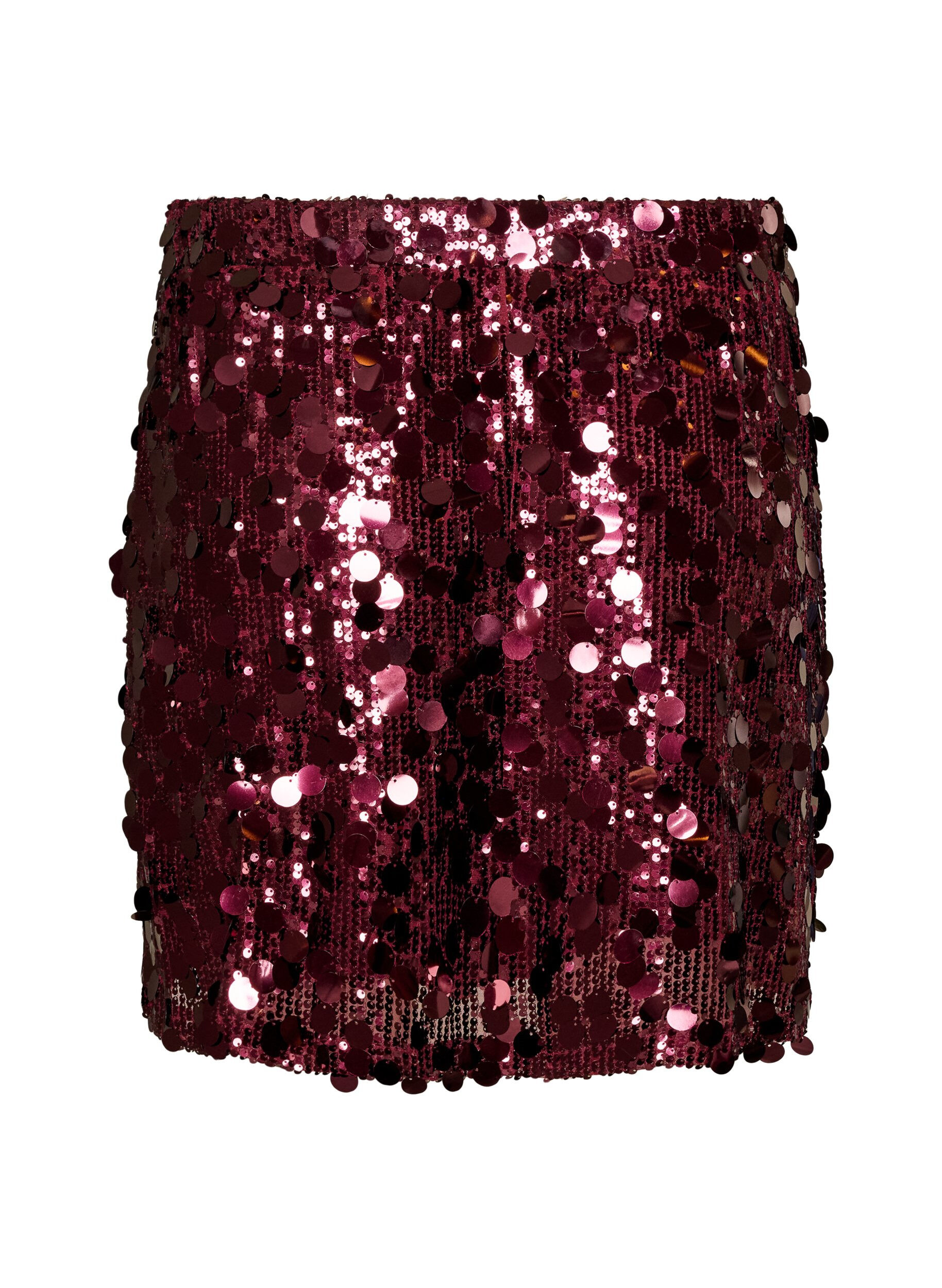 ZizziJupe courte &agrave; sequins avec une ceinture &eacute;lastique, Bordeaux fonc&eacute;, Packshot image number 1