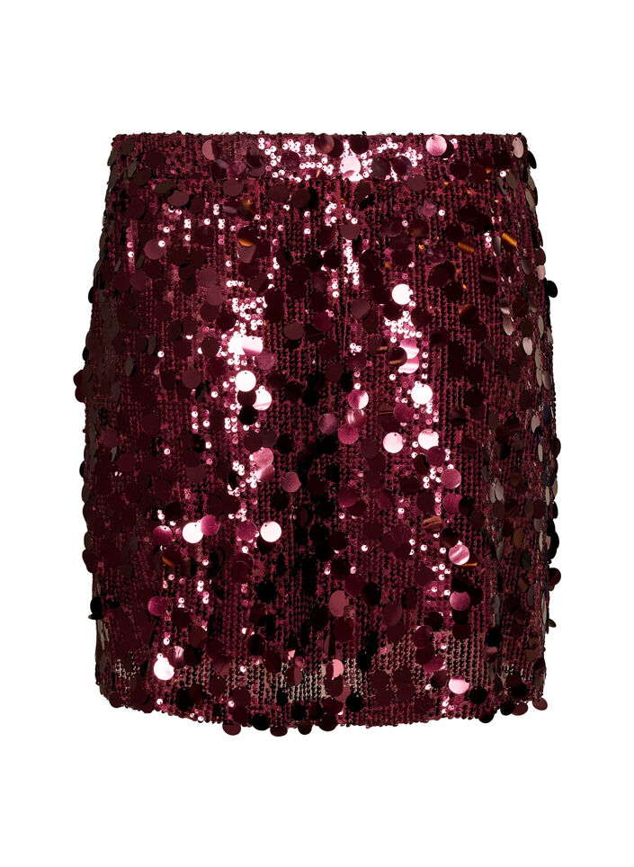 Jupe courte &agrave; sequins avec une ceinture &eacute;lastique, Bordeaux fonc&eacute;, Packshot image number 1