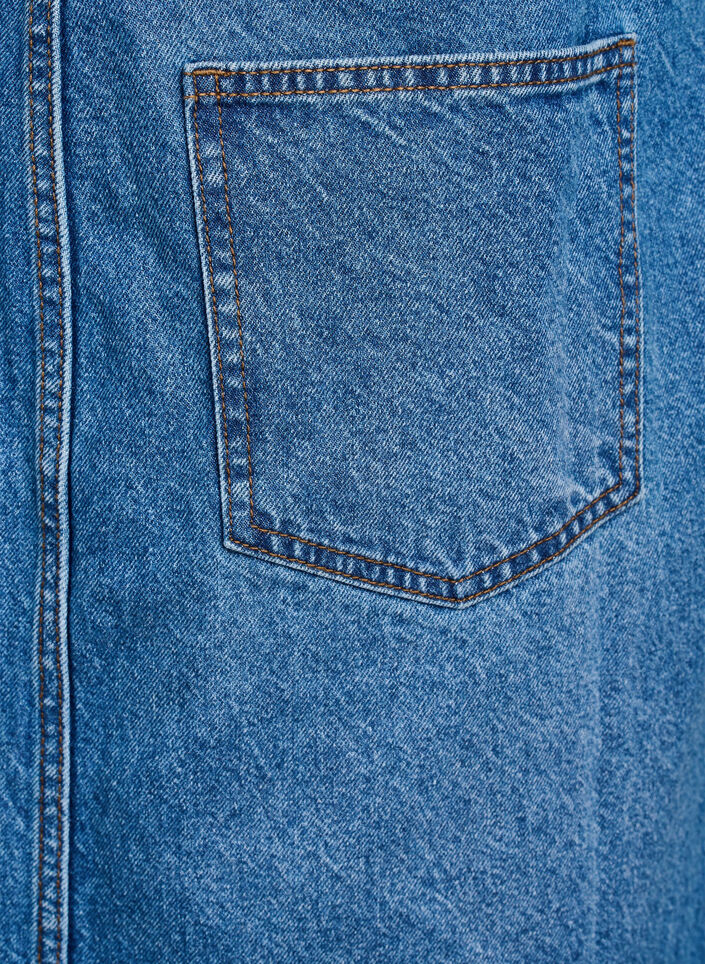 Midi-Latzkleid aus Denim, Blue Denim, Packshot image number 3