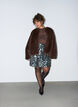 Veste courte en fausse fourrure ouverte sur le devant, Marron, Model image number 1