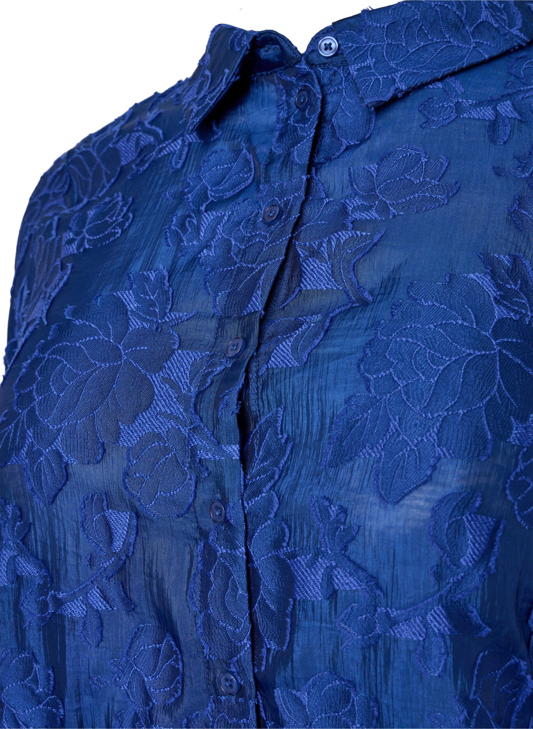 Zizzi Langes Jacquard-Hemd, Mazarine Blue, Packshot image number 2