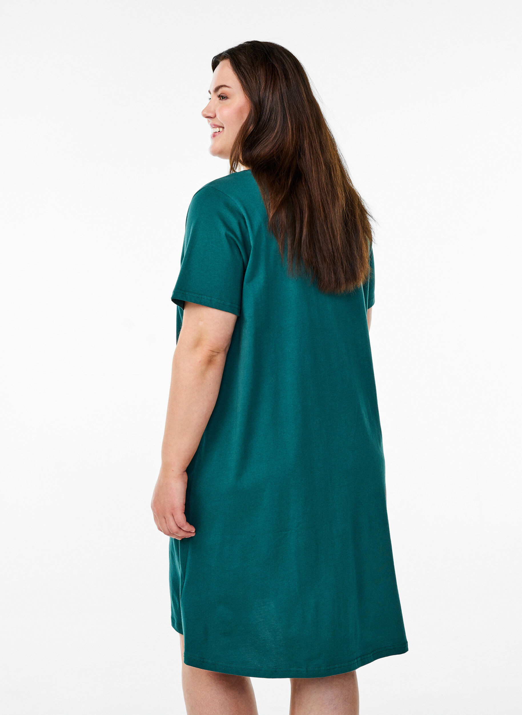 ZizziNachthemd aus Bio-Baumwolle mit V-Ausschnitt, Gr&uuml;n, Model image number 2