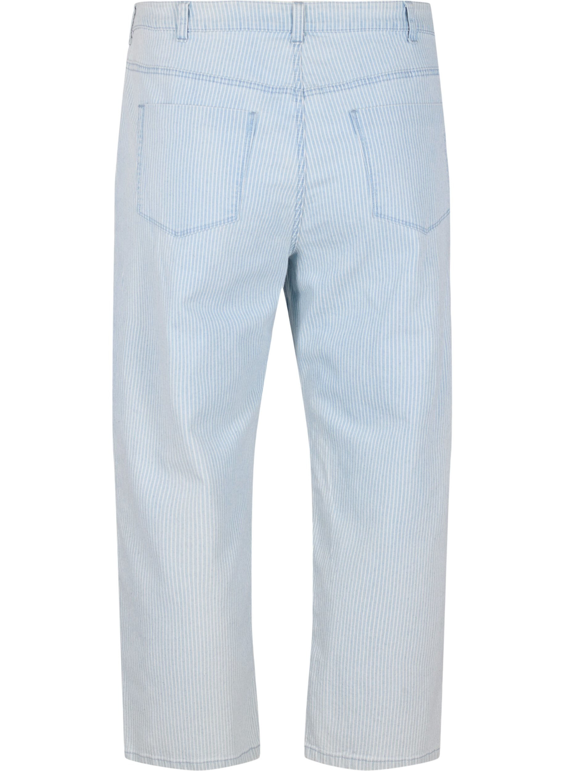Zizzi Jean droit, cheville courte, Light Blue Stripe, Packshot image number 1