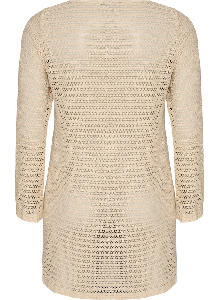 Strandkleid mit Lochstickerei und langen &Auml;rmeln, Beige, Packshot