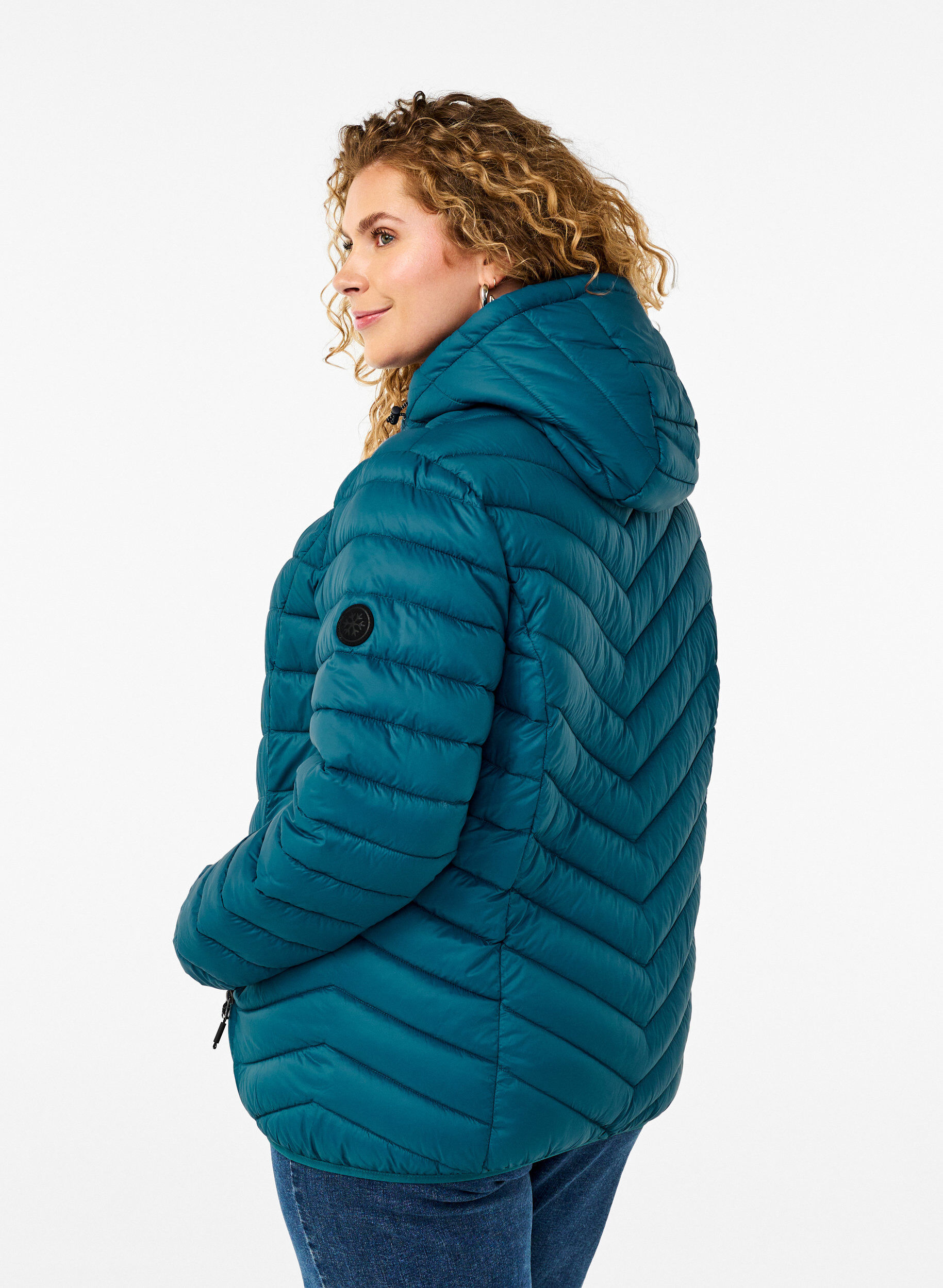 Zizzi Leichte Jacke mit Kapuze, Petrol, Model image number 2