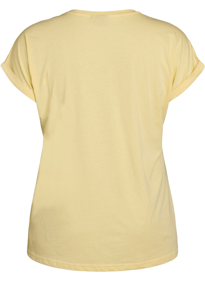 T-shirt &agrave; manches courtes en m&eacute;lange de coton, Jaune clair, Packshot image number 1