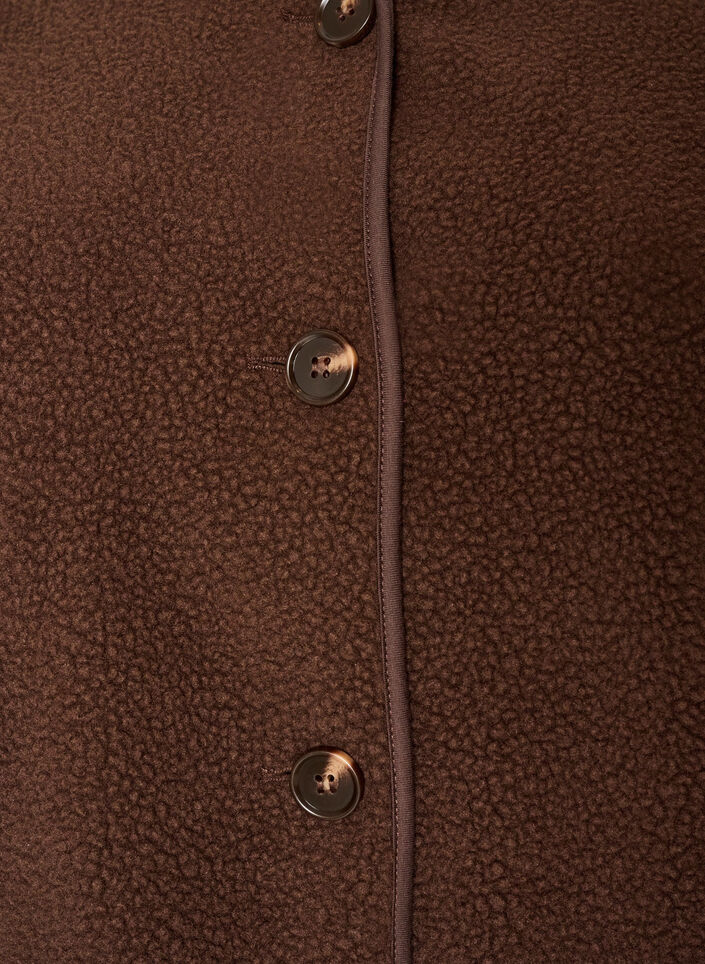 Teddyjacke mit Rundhalsausschnitt und Kn&ouml;pfen, Braun, Packshot image number 2