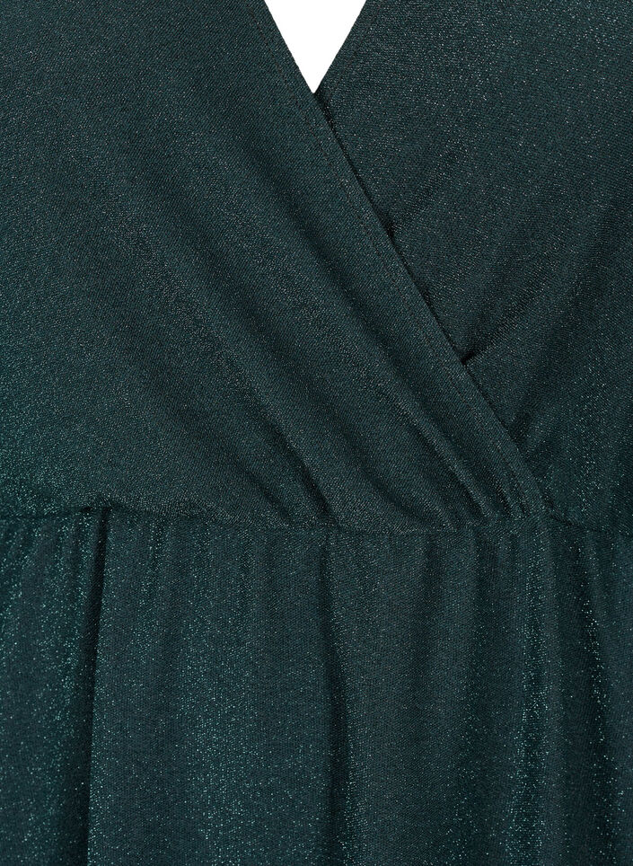 Glitzerkleid mit Wickeloptik und langen Ärmeln, Black Scarab, Packshot image number 2