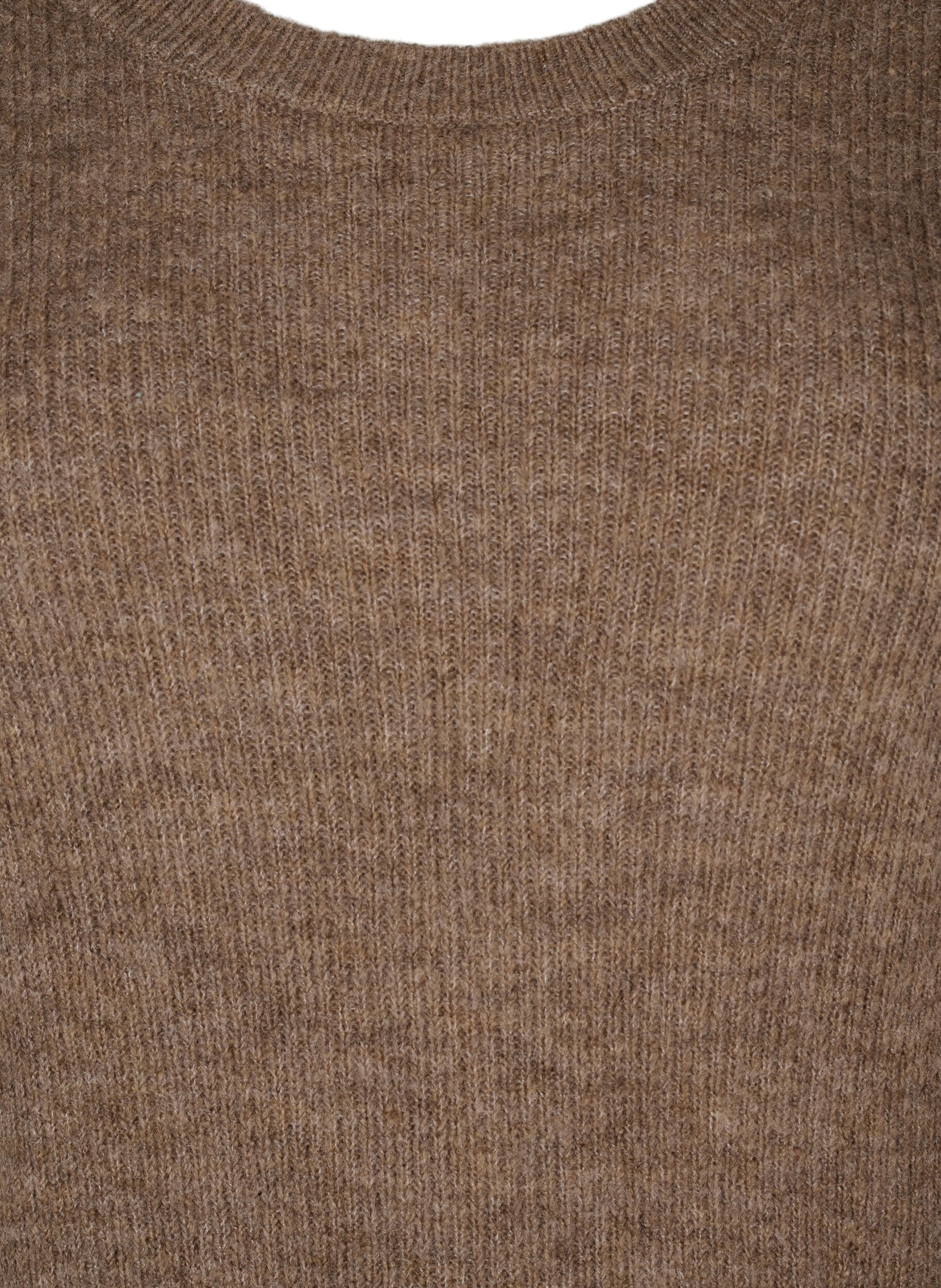 Zizzi Robe &agrave; manches longues en tricot c&ocirc;tel&eacute;, Caribou Mel., Packshot image number 2