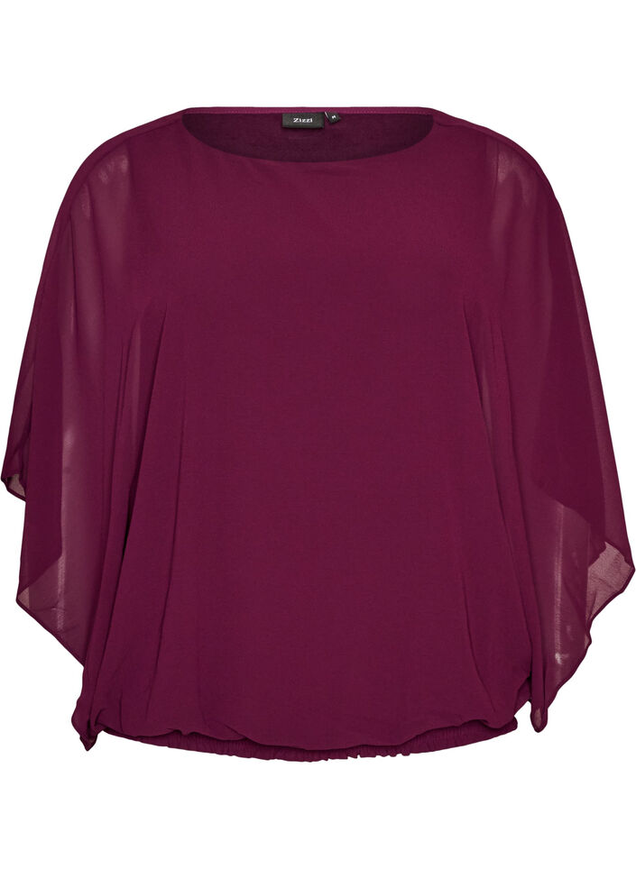 Chiffonbluse mit Balloneffekt, Lila, Packshot image number 0