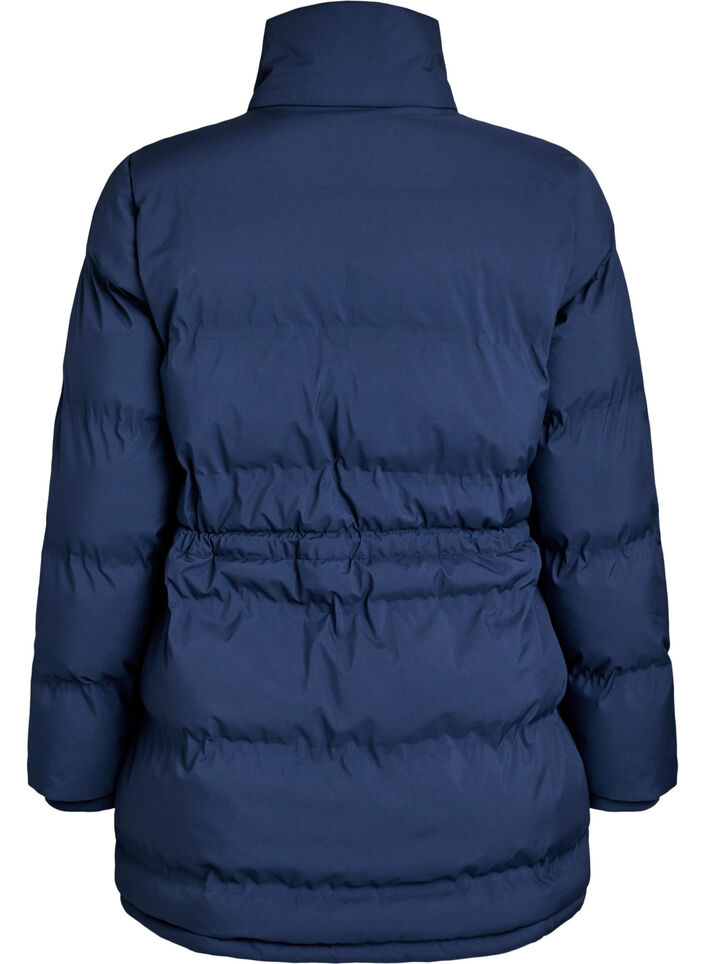 Mittellange Pufferjacke mit verstellbarer Taille, Blau, Packshot image number 1