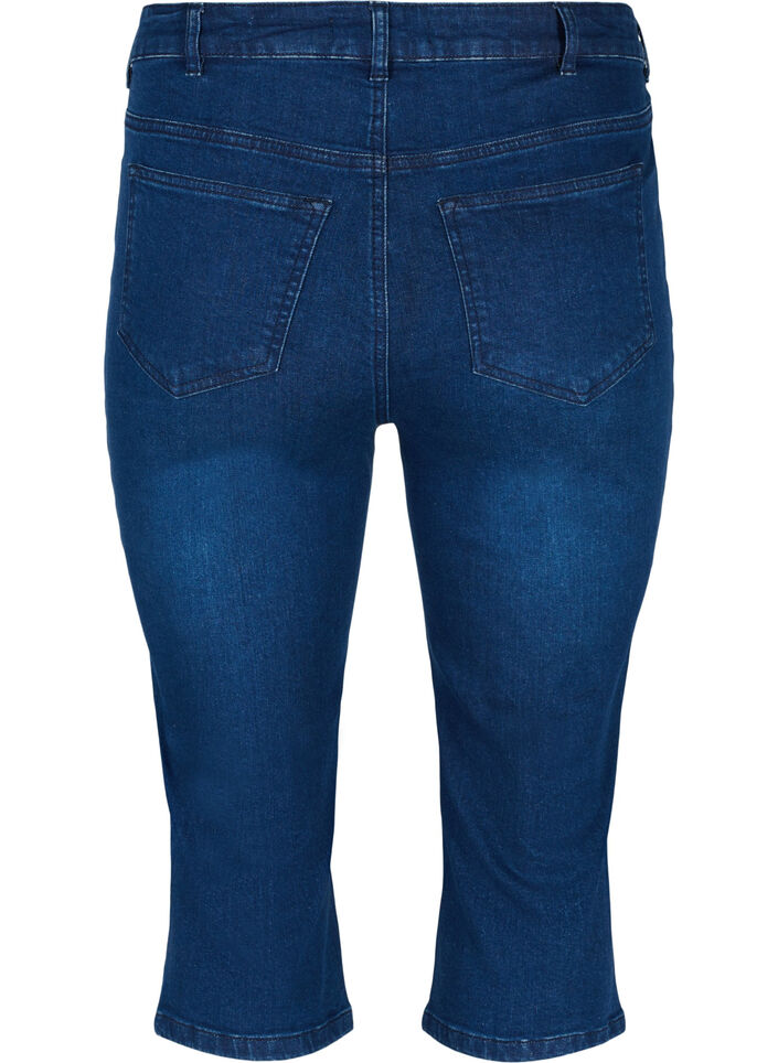 Pantalon capri moulant en denim de coton, Dark blue denim, Packshot image number 1