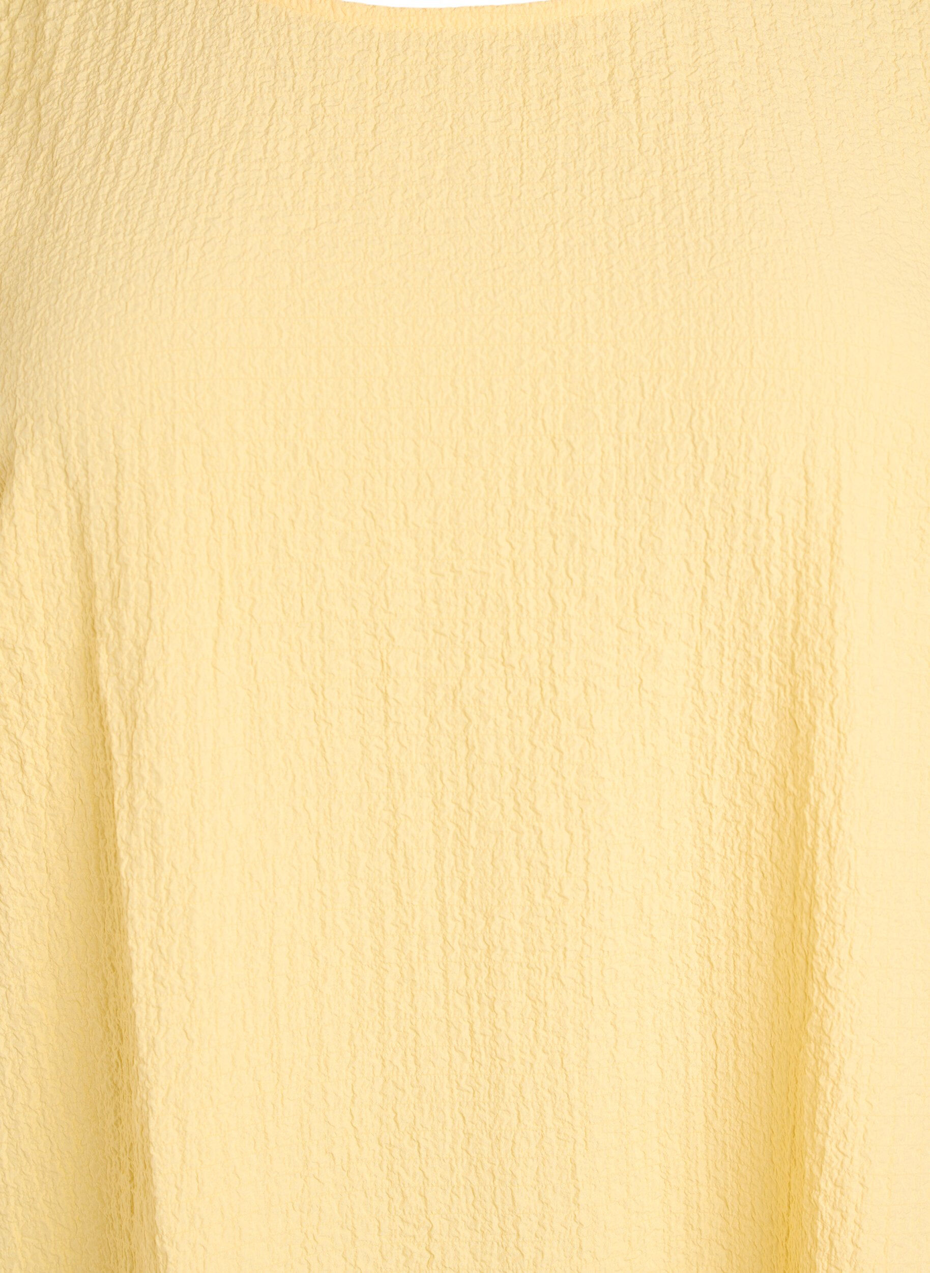 ZizziRobe courte avec texture froiss&eacute;e et manches courtes, Jaune clair, Packshot image number 2