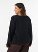 Blouse &agrave; la silhouette ballon avec col en V, Noir, Model image number 2