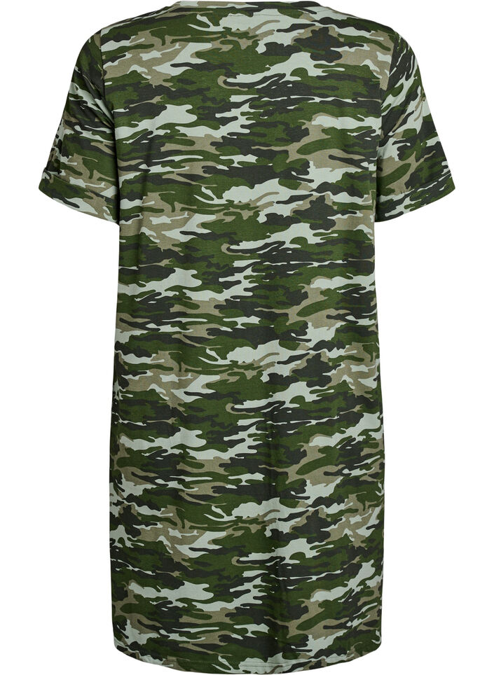 Robe T-shirt courte en jersey de coton, Vert Kaki, Packshot image number 1