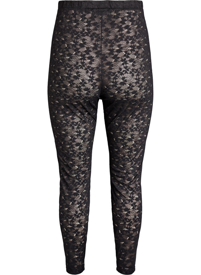 Spitzenleggings mit hoher Taille, Schwarz, Packshot image number 1