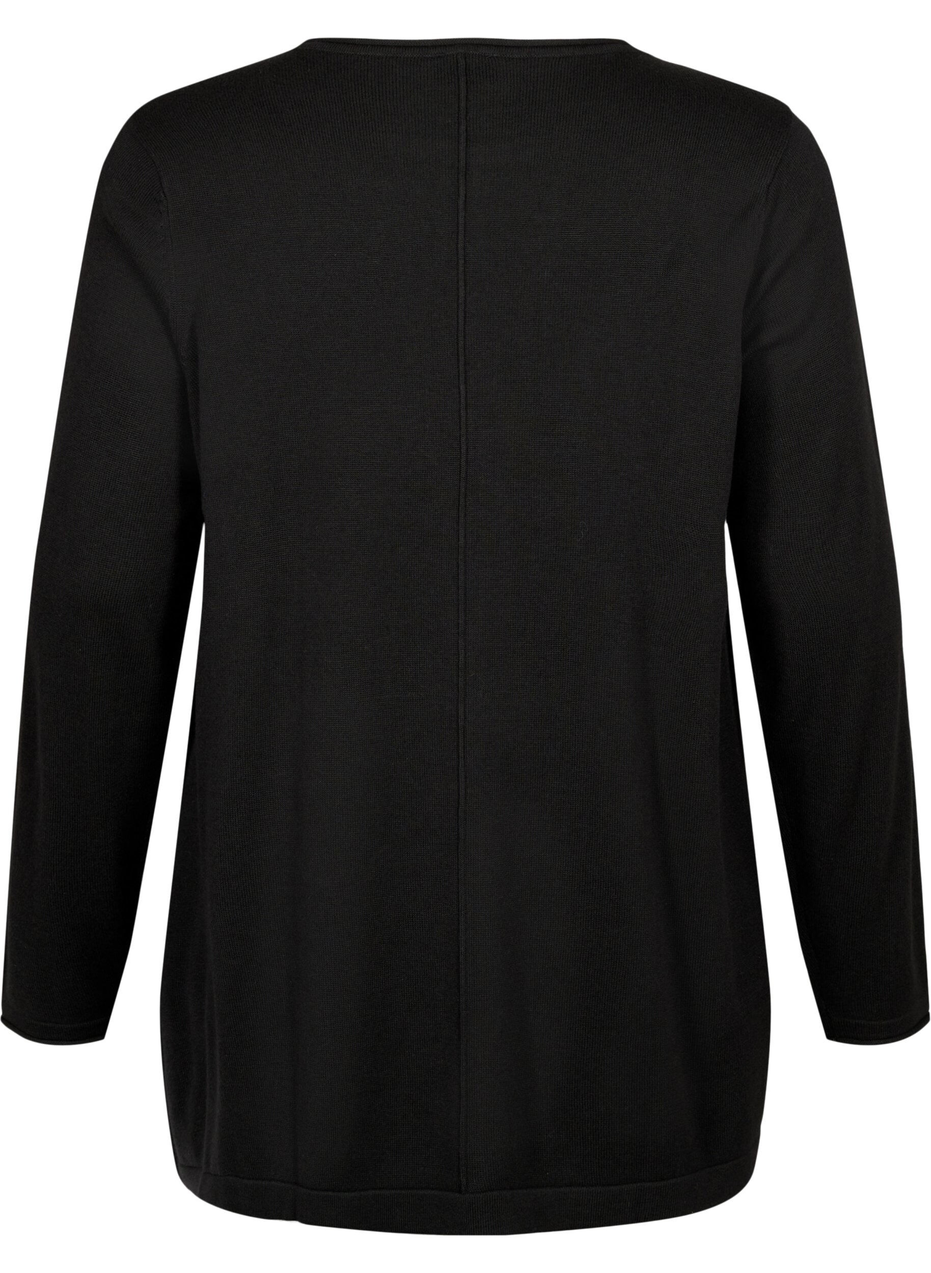 ZizziBlouse tricot&eacute;e en m&eacute;lange coton-viscose, Noir, Packshot image number 1