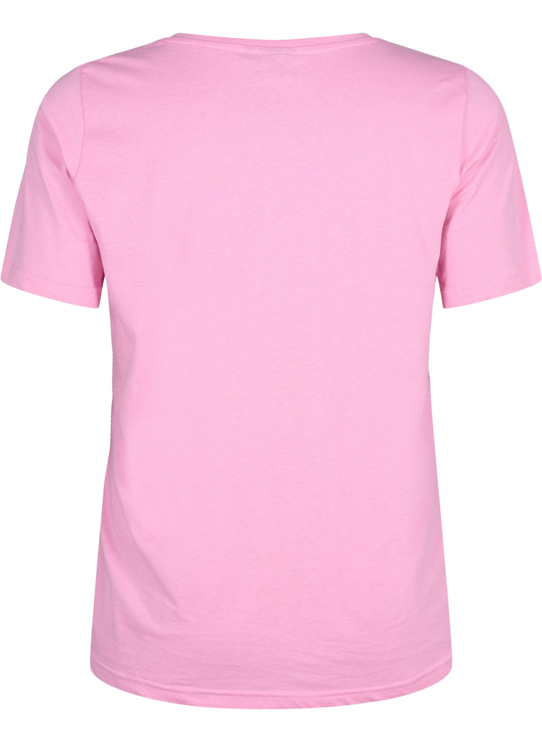 Zizzi FLASH - T-Shirt mit V-Ausschnitt, Begonia Pink, Packshot image number 1