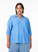 Bluse aus Leinen und Viskose mit 3/4-&Auml;rmeln, Blau, Model image number 0