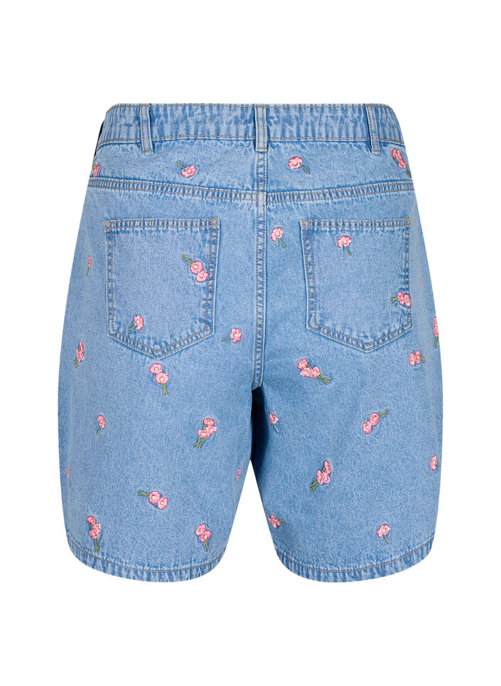 Denim-Shorts mit gesticktem Erdbeermotiv, Blau, Packshot image number 1