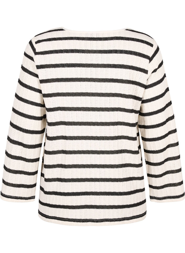 Cardigan rayé avec cordon de serrage, Sand Black Stripe, Packshot image number 1
