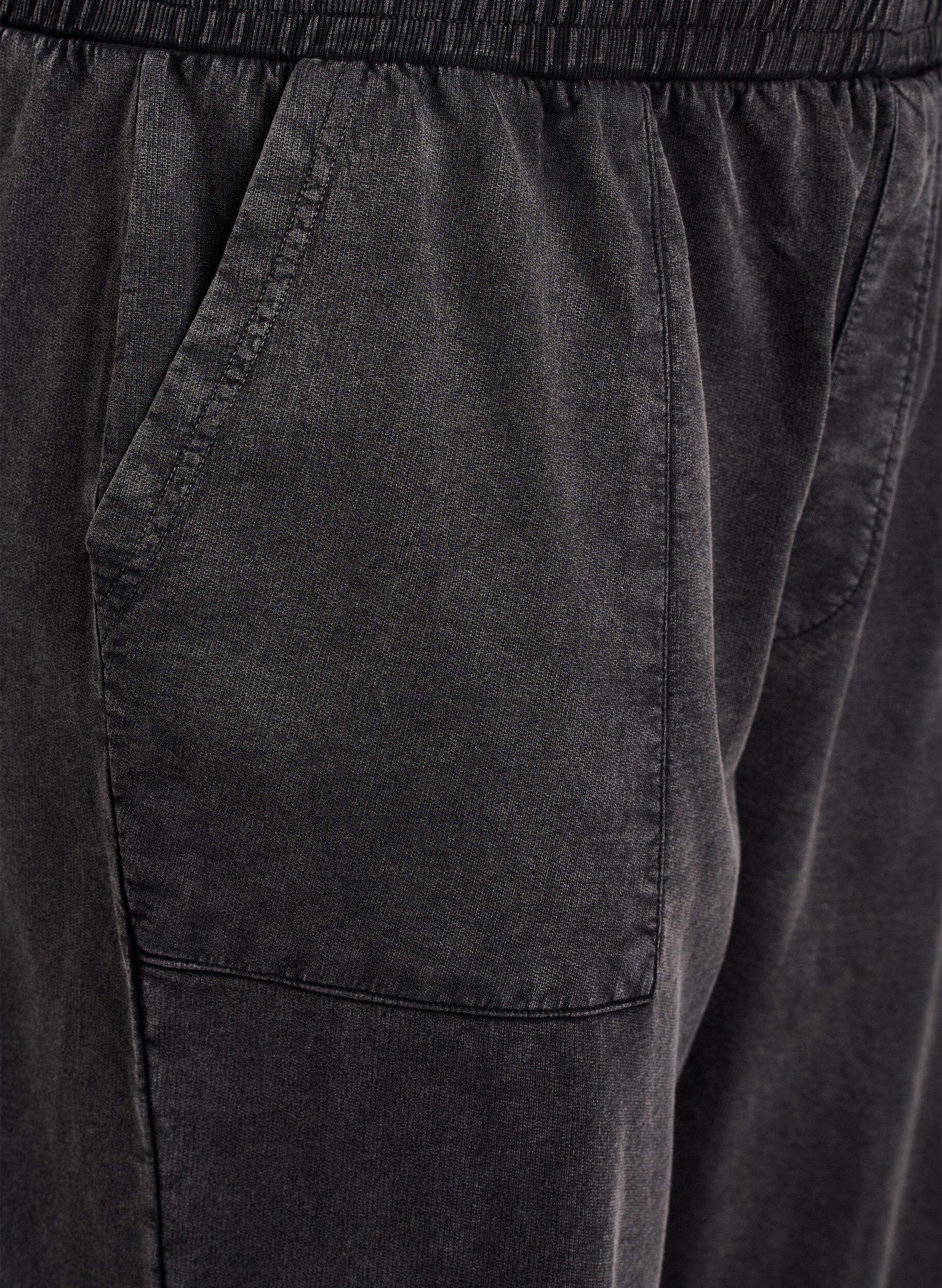 Zizzi Jogginghose mit weitem Bein und Washed-Effekt, Grau, Packshot image number 2