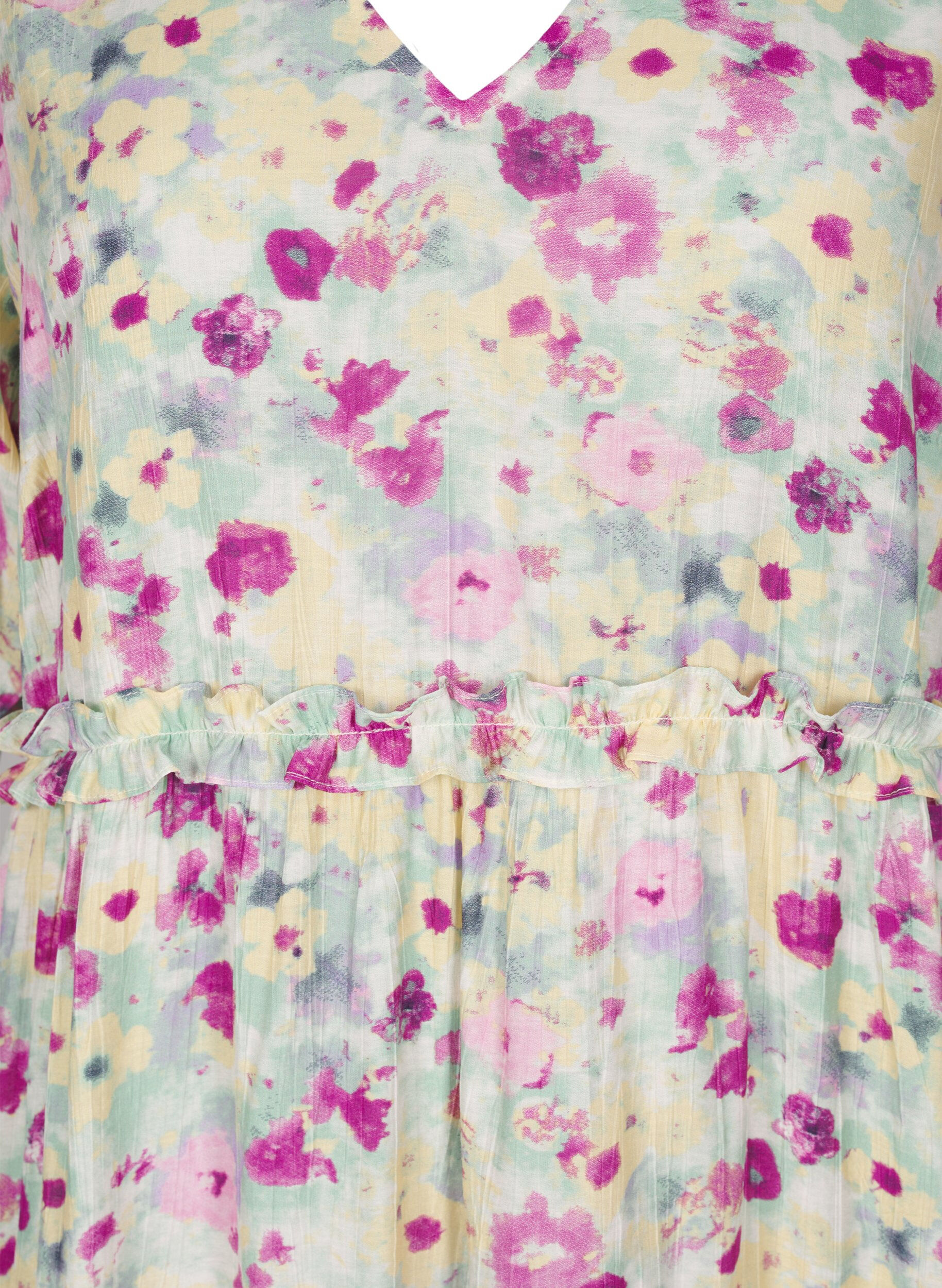 Zizzi Kurzes Sommerkleid mit Blumenprint, Vanille, Packshot image number 2