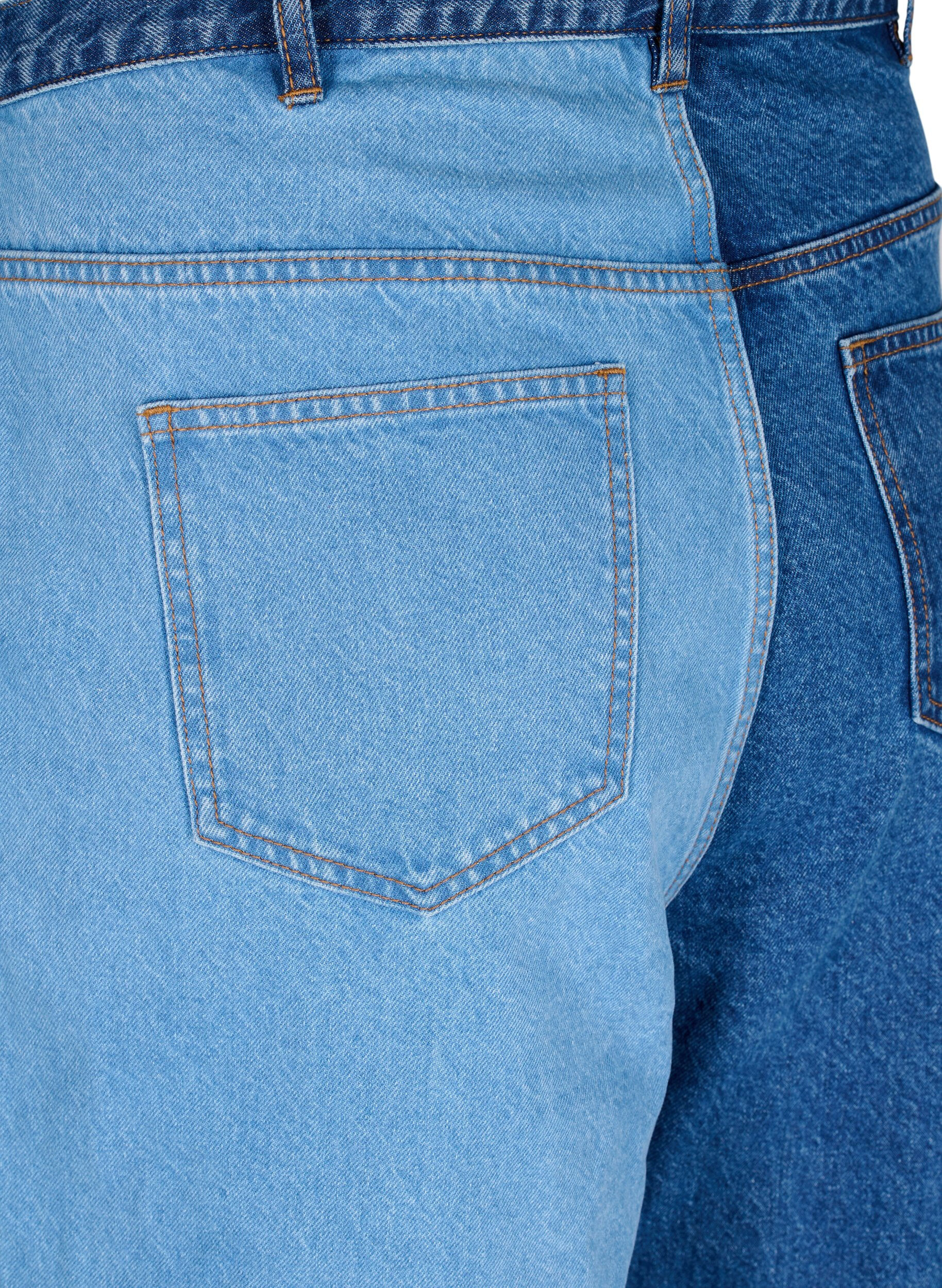 Zizzi Two-Tone Mille Mom Fit Jeans, Lt. B. Comb, Packshot image number 3