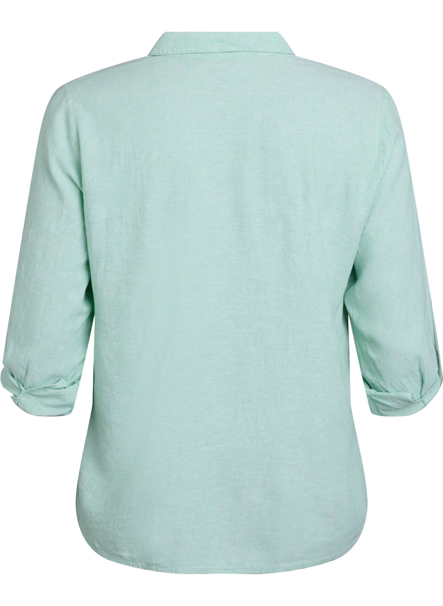ZizziChemise en lin et viscose avec manches 3/4, Vert clair, Packshot image number 1
