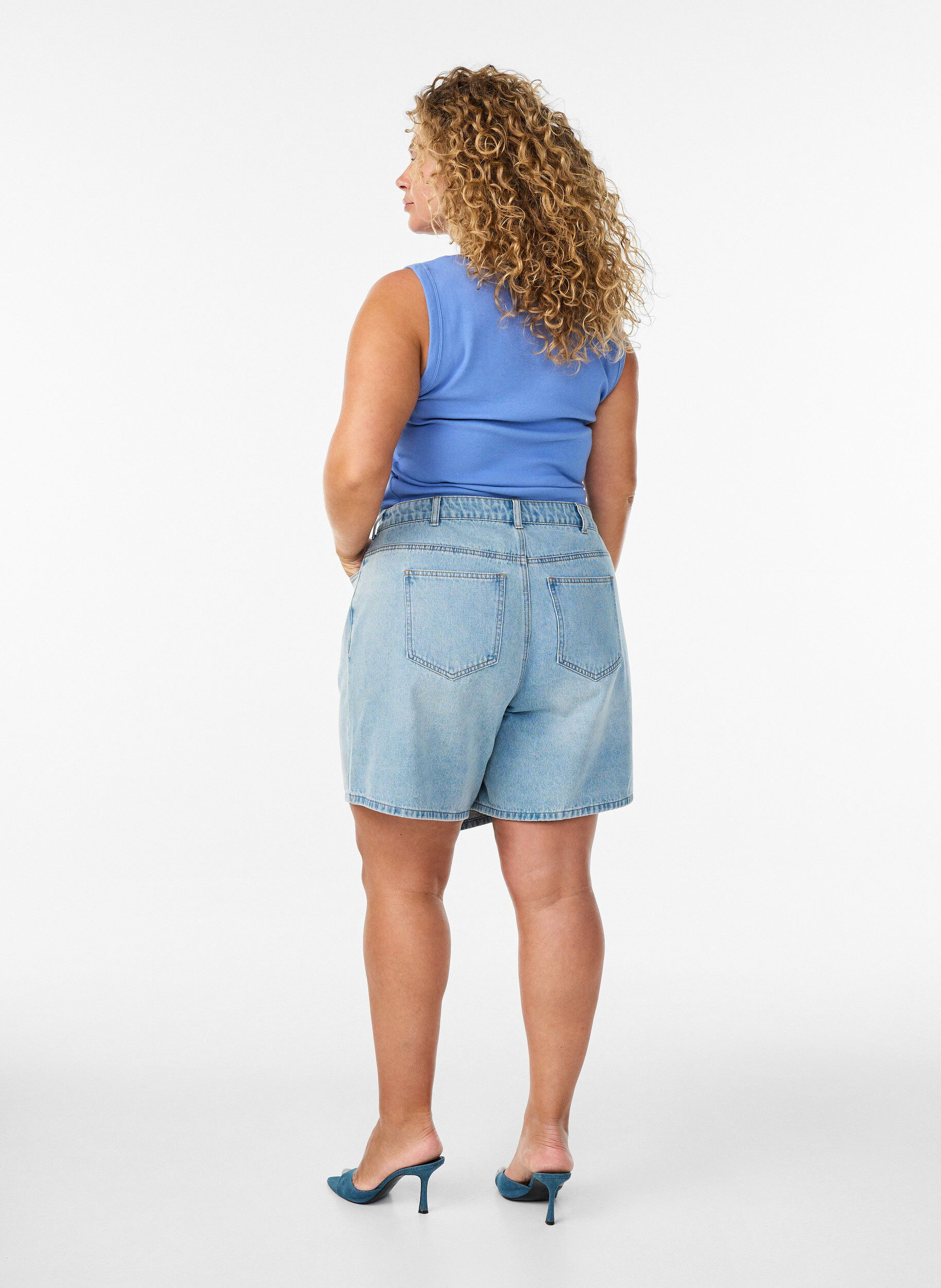 ZizziDenimskort mit Wickeloptik und hoher Taille, Blau, Model image number 2