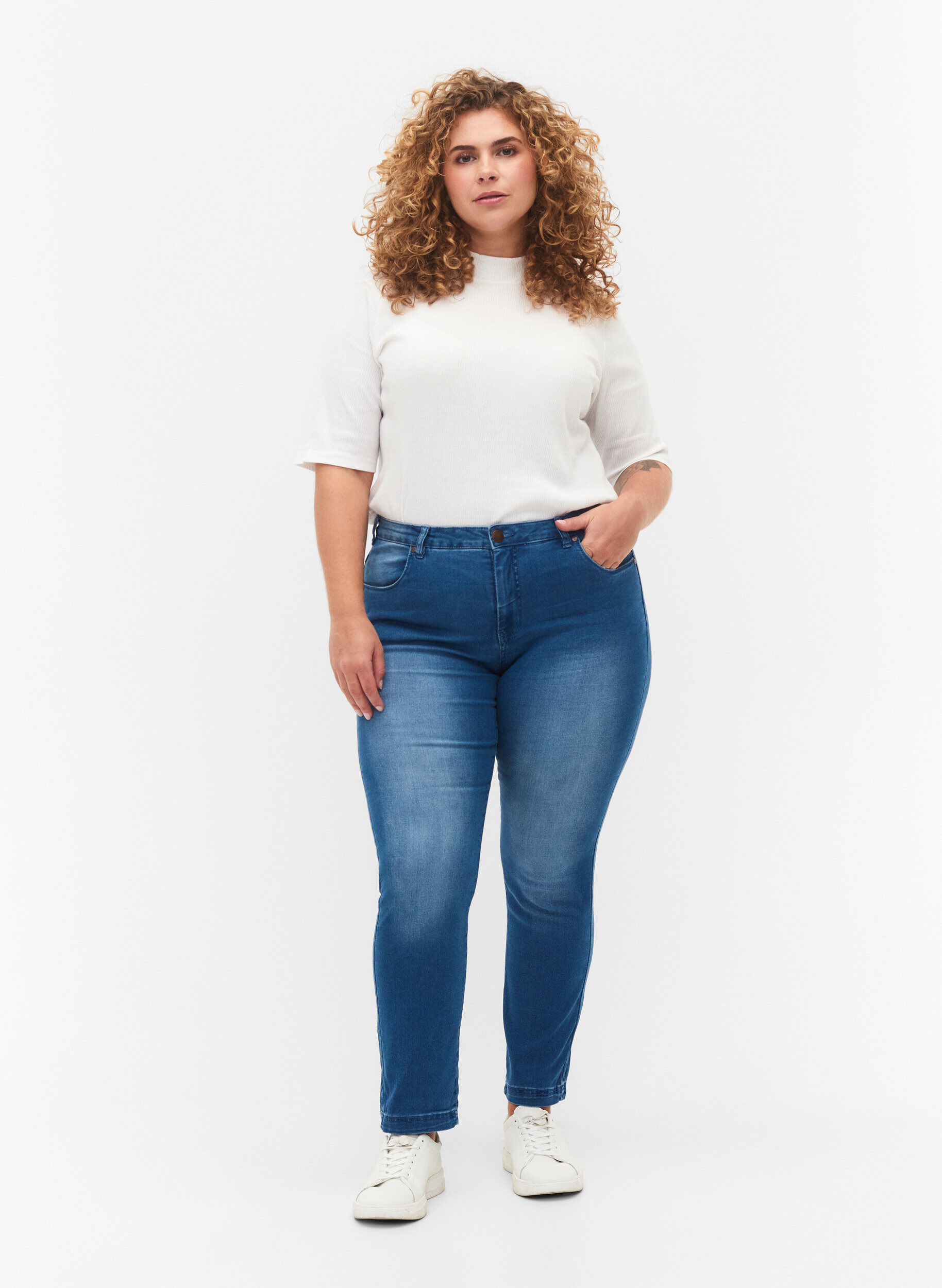 Jeans Emily Slim fit &agrave; taille r&eacute;guli&egrave;re, Bleu Clair, Model