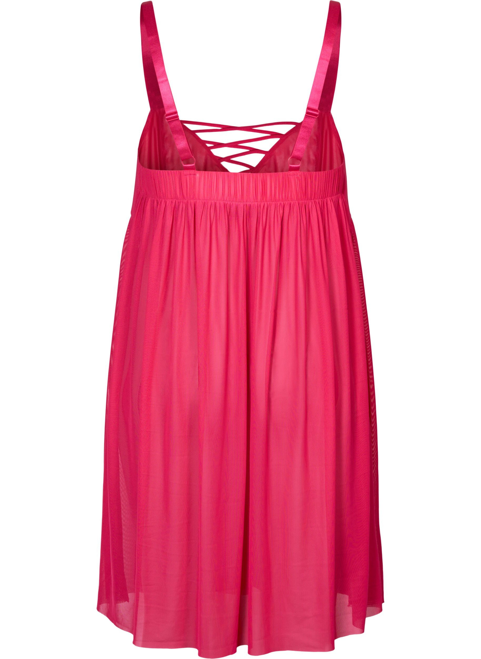 Zizzi Mesh Nachthemd mit String-Details, Jazzy, Packshot image number 1