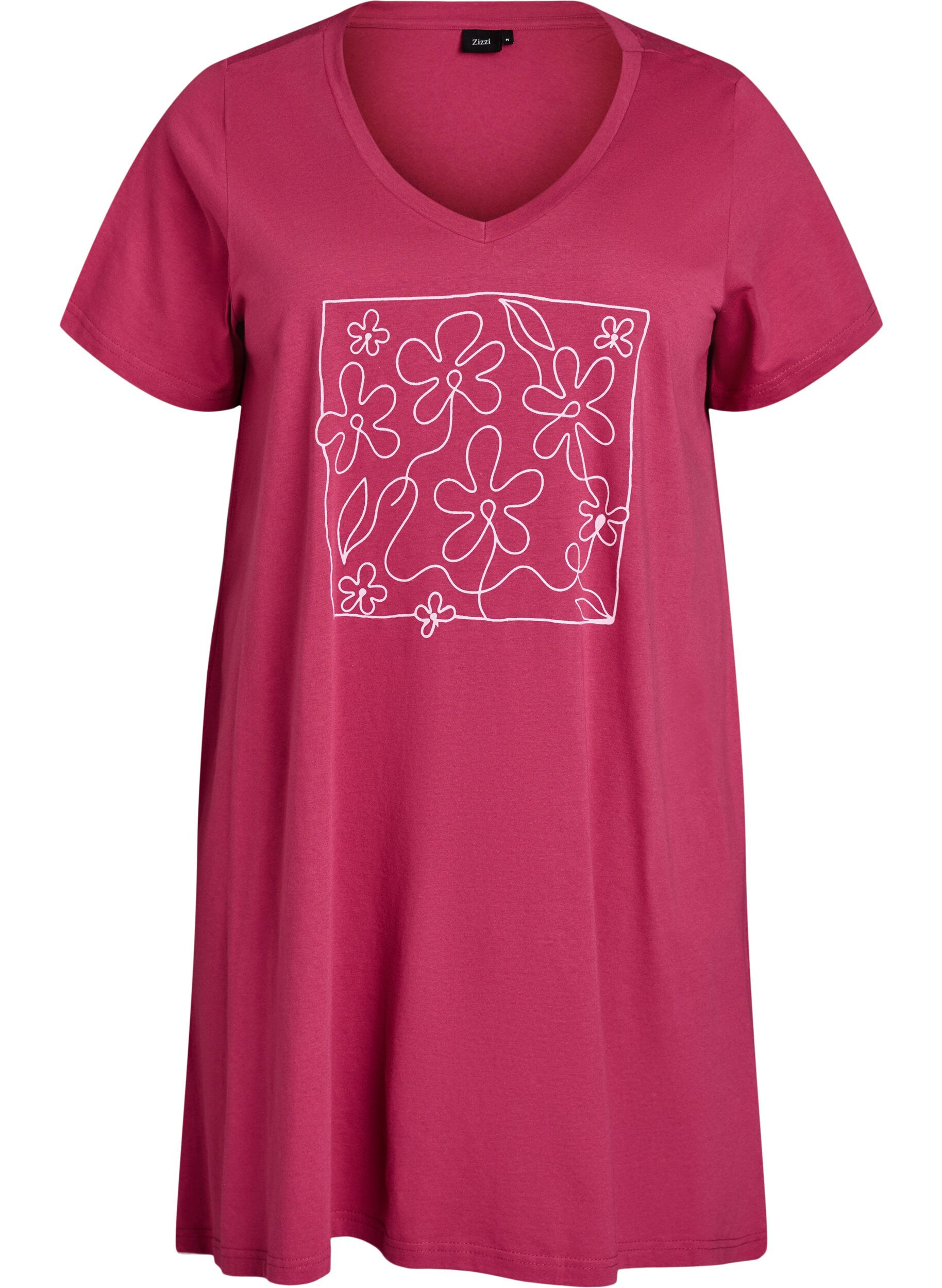 Chemise de nuit en coton biologique et &agrave; col en V