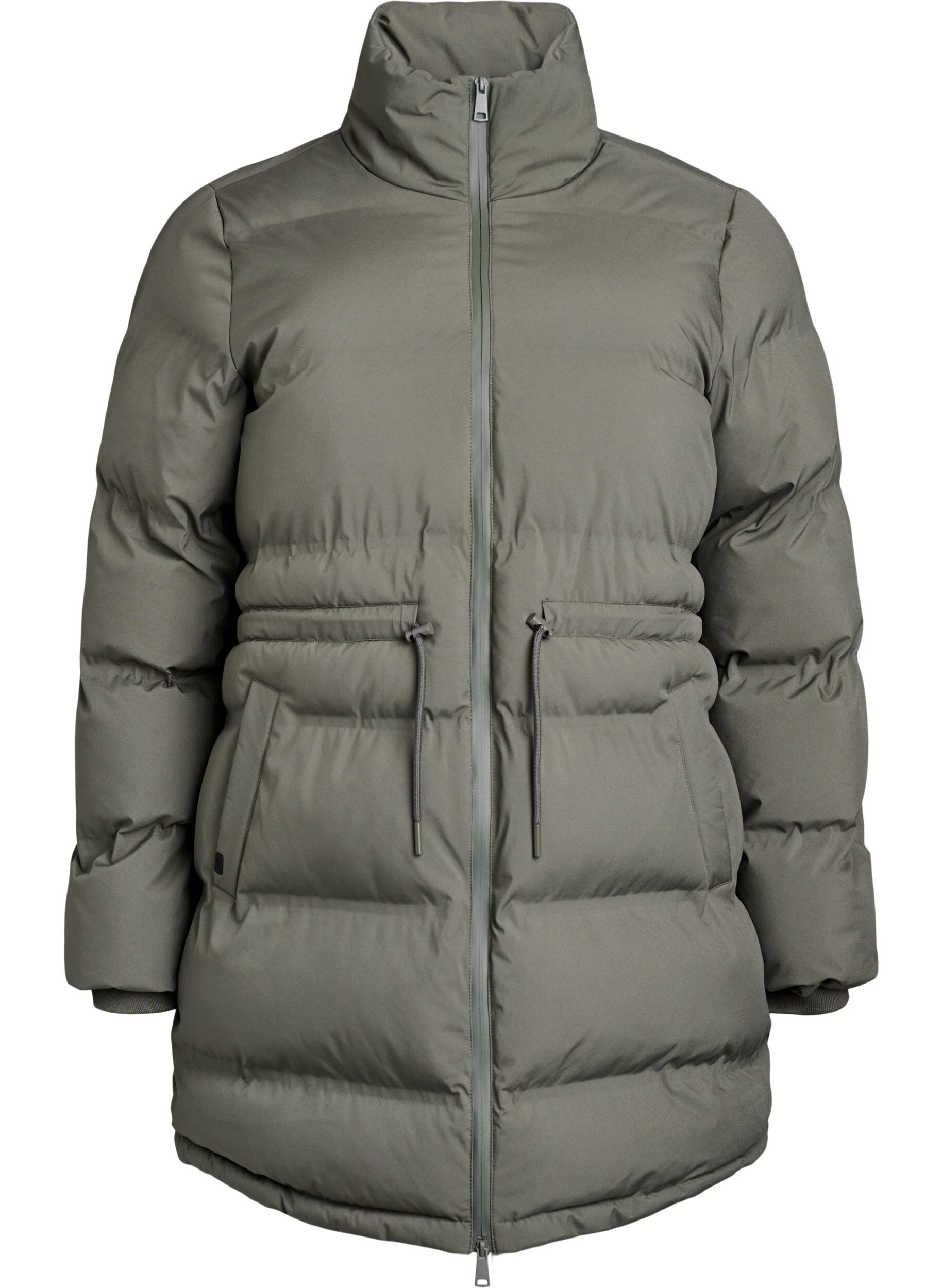 Zizzi Mittellange Pufferjacke mit verstellbarer Taille, Grau, Packshot image number 0