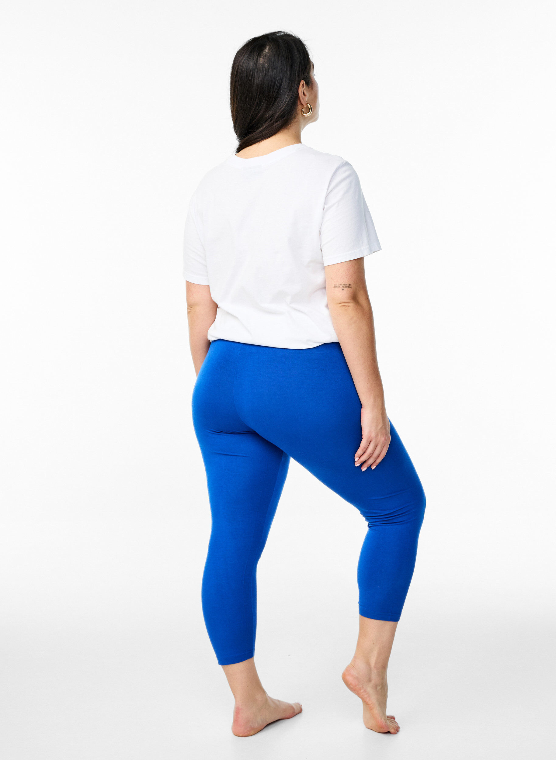 Zizzi Basic 3/4-Leggings aus Viskose, Blau, Model image number 2