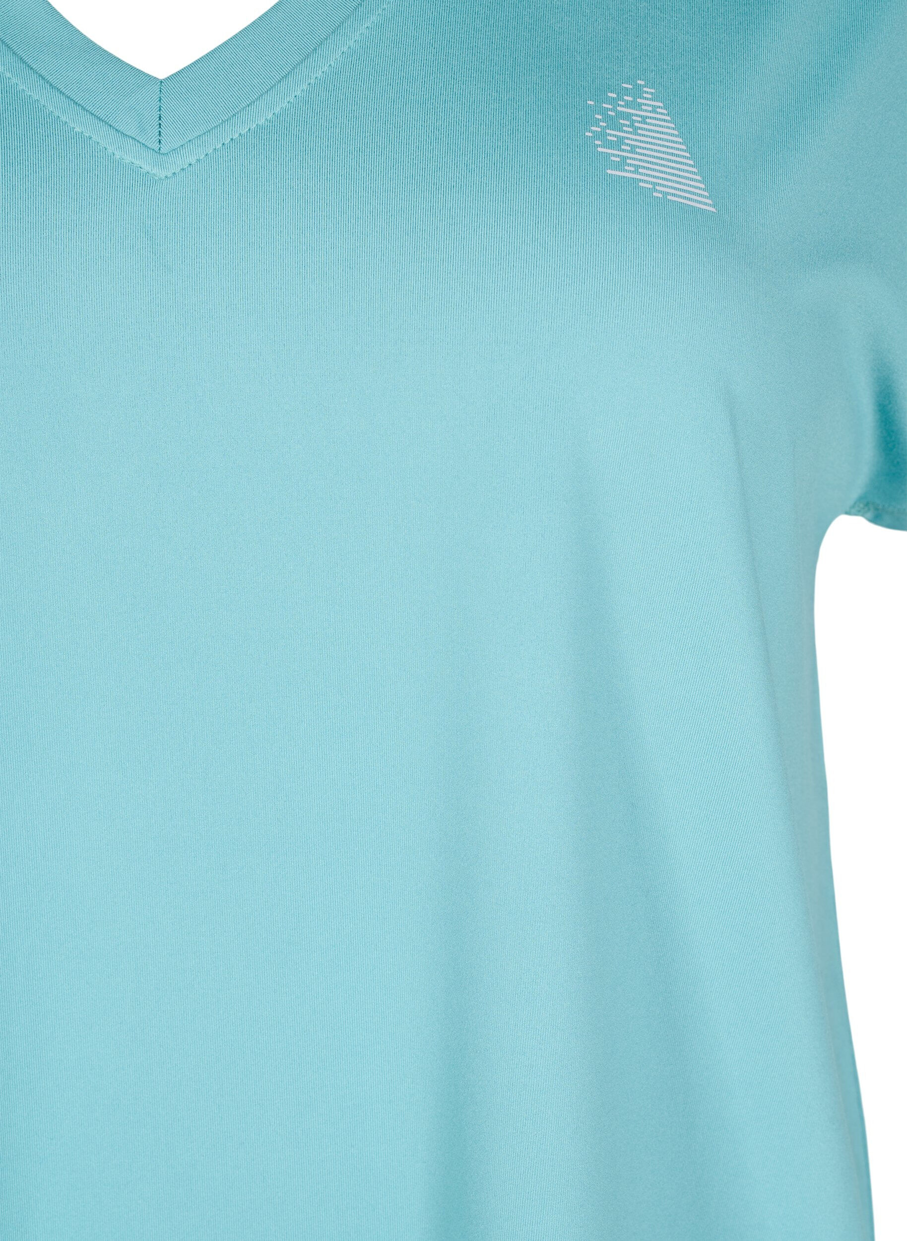 Zizzi T-shirt de sport ample avec col en V, Vert, Packshot image number 2