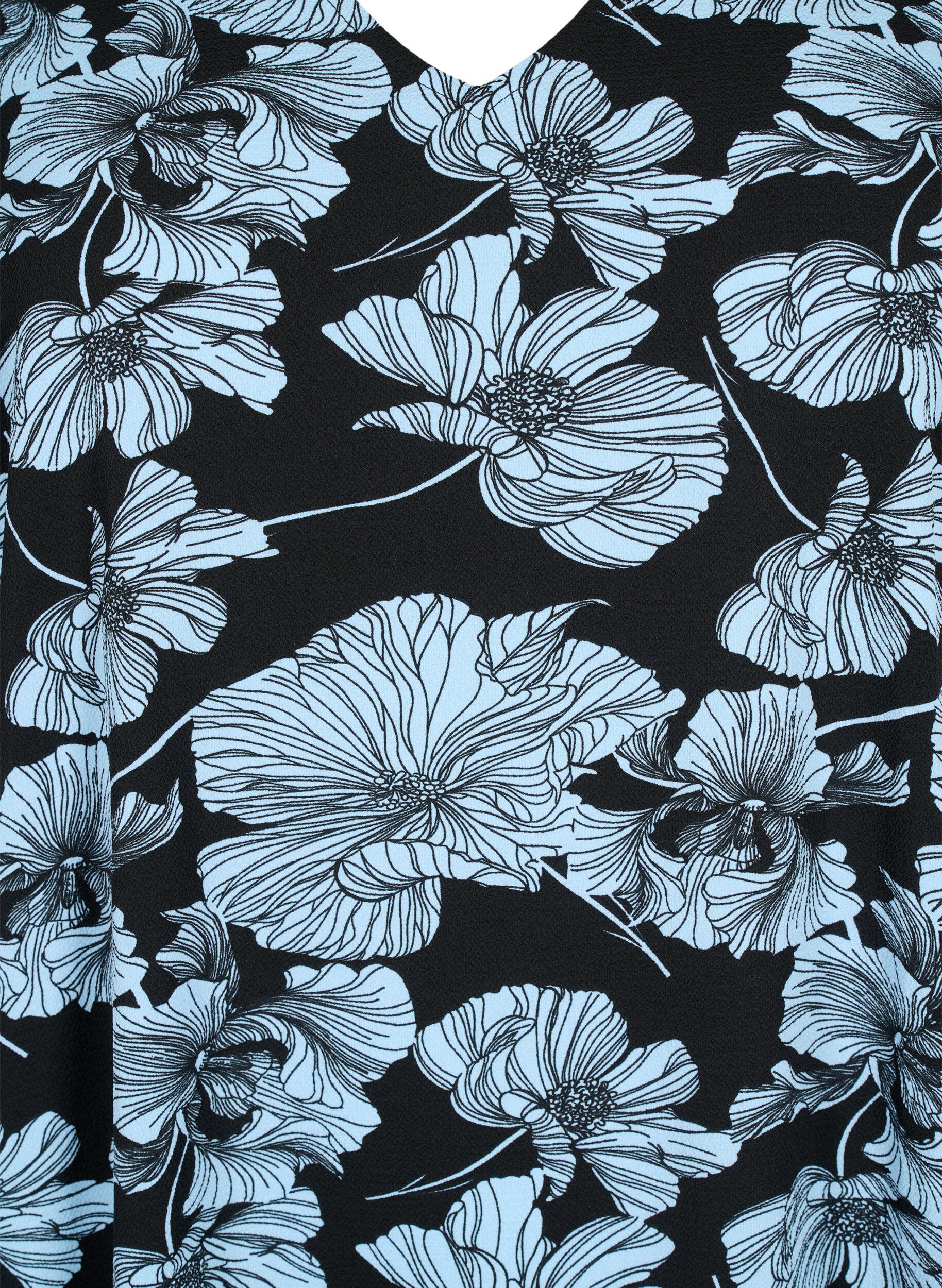 Zizzi Kleid mit V-Ausschnitt und Aufdruck, Black B. Flower AOP, Packshot image number 2