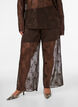 Pantalon en maille avec broderies florales et sequins, Marron, Model image number 2