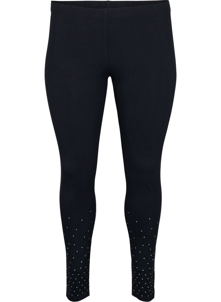 Leggings aus Viskose mit Similisteinen, Black, Packshot image number 0