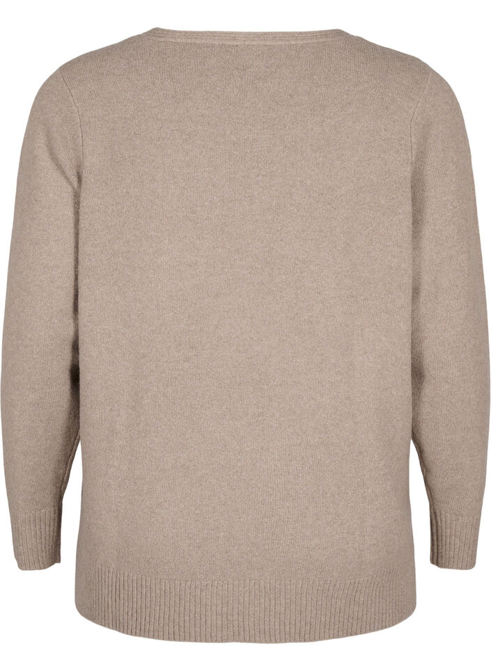  Chemisier en tricot avec col en V, Desert Taupe Melange, Packshot image number 1
