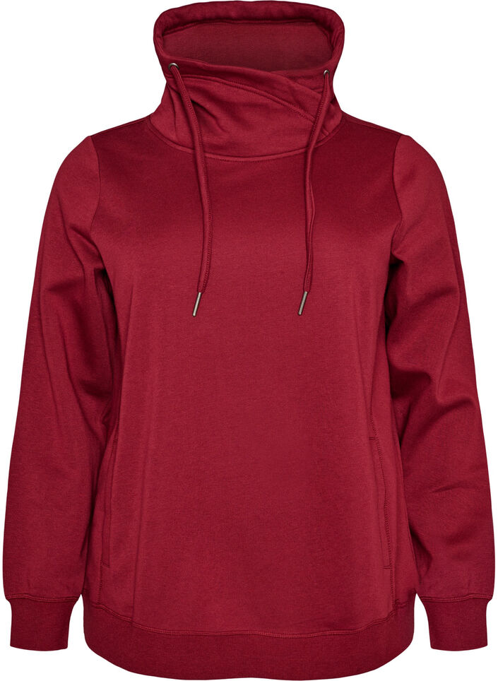 Sweatshirt mit Stehkragen und Taschen, Rot, Packshot image number 0