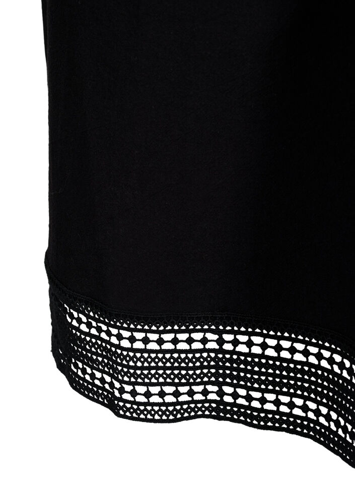 Robe en coton avec détails en crochet, Black, Packshot image number 3
